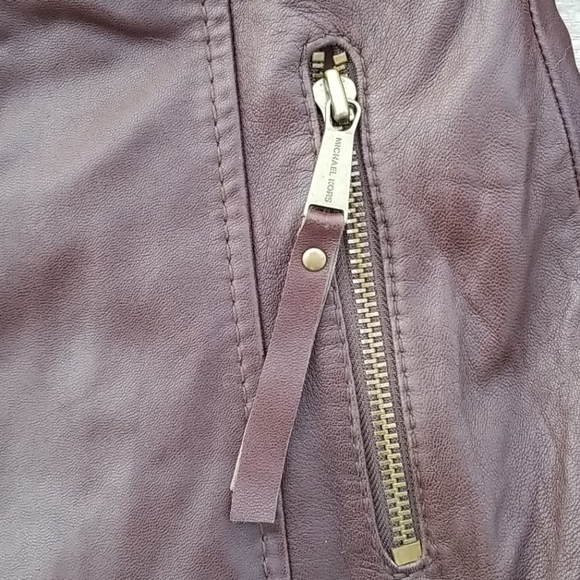 Michael Michael Kors Brown Leather Jacket quilted lining - Picture 5 of 10